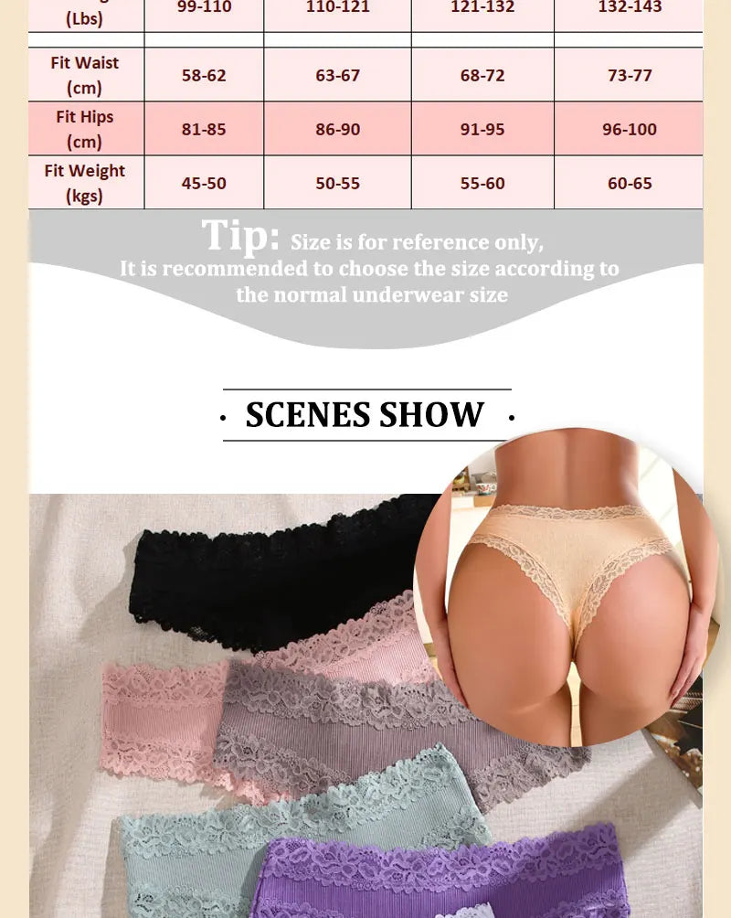 5-Pack Lace Seamless Cotton Panties – Ribbed Brazilian Style | S–XL Style Heaven