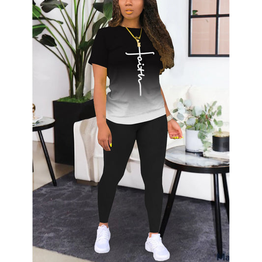 Women's Summer 2-Piece Short Sleeve Jogger Set – Casual Tracksuit Outfit Style Heaven