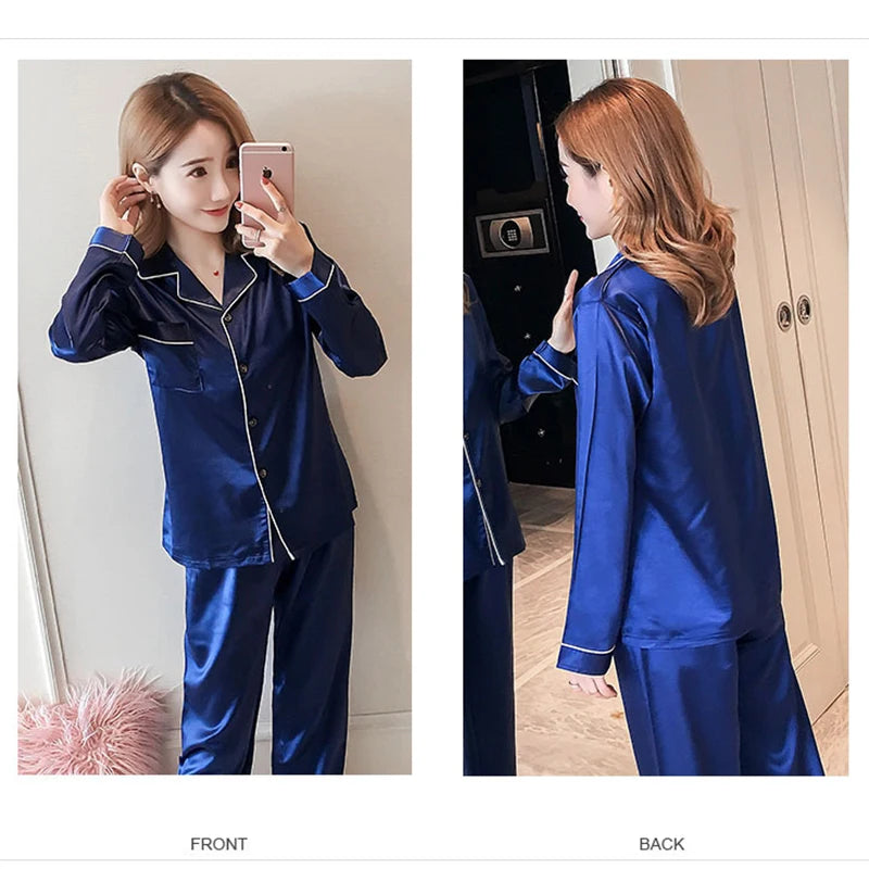 Women’s Sexy Silk Pajama Set – Long-Sleeve Cardigan & Ice Silk Sleepwear Style Heaven