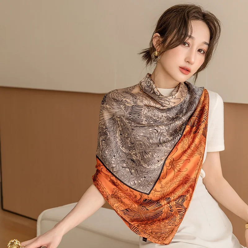 Large Imitation Silk Travel Scarf | 110x110cm Beach Sarong Wrap | Bikini Cover-Up for Women - Style Heaven