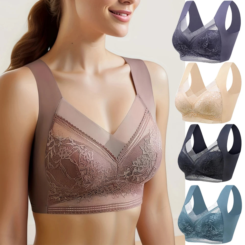 L-6L Push-Up Ice Silk Bralette – Seamless Wireless Lace Bra for Summer