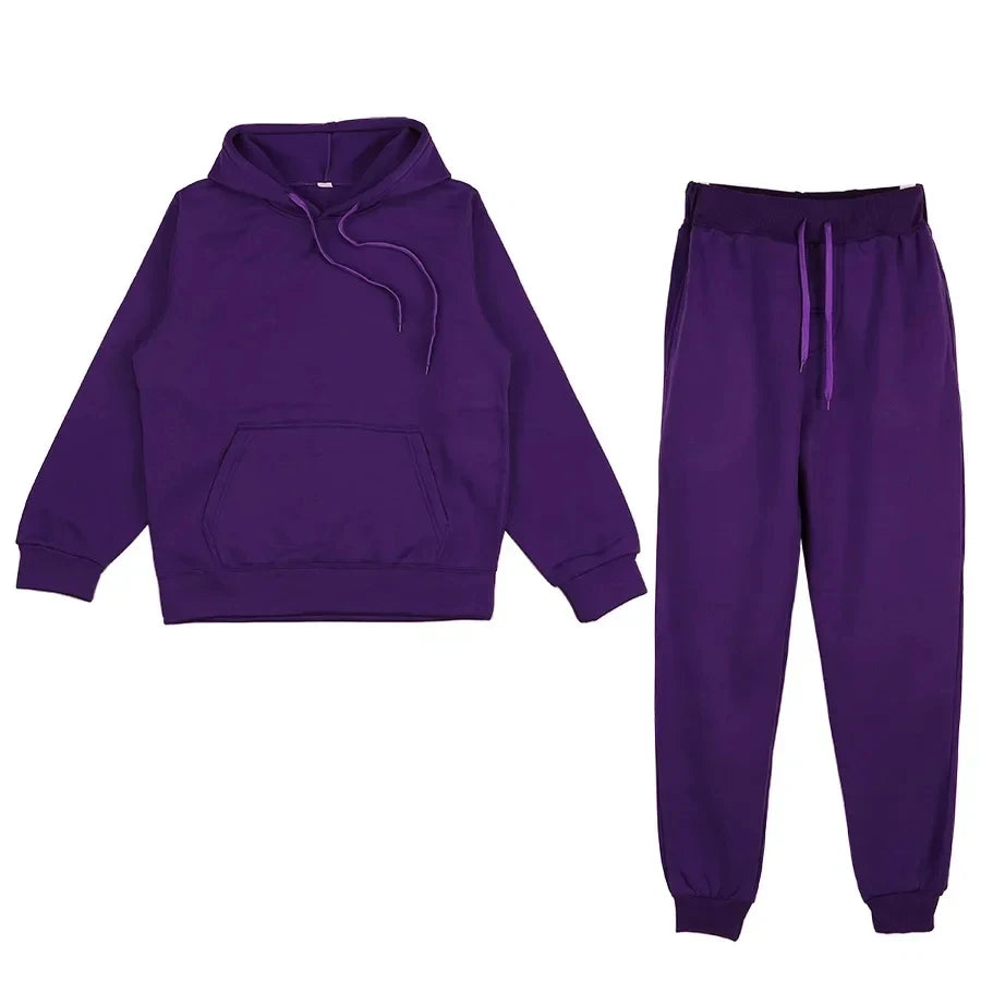 Unisex Casual Tracksuit Set – Hoodie & Sweatpants 2-Piece Warm Jogging Suit Style Heaven
