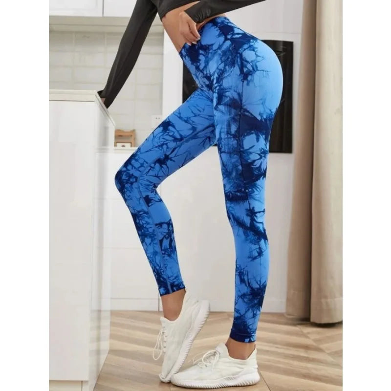 Seamless High-Waist Tie Dye Leggings – Women’s Fitness, Sports, Running, Yoga Pants – Hip Lifting Elastic Knitting Tights Style Heaven