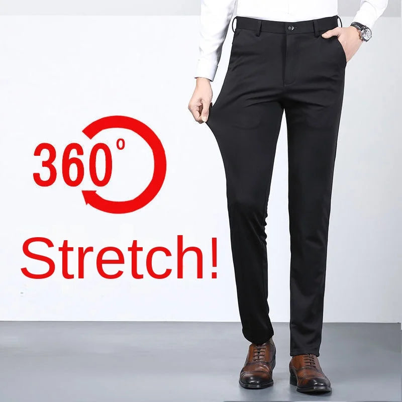 Men's Summer Slim-Fit Suit Pants – Elastic Waist, Non-Iron Straight-Leg Business Trousers for Formal & Casual Wear Style Heaven