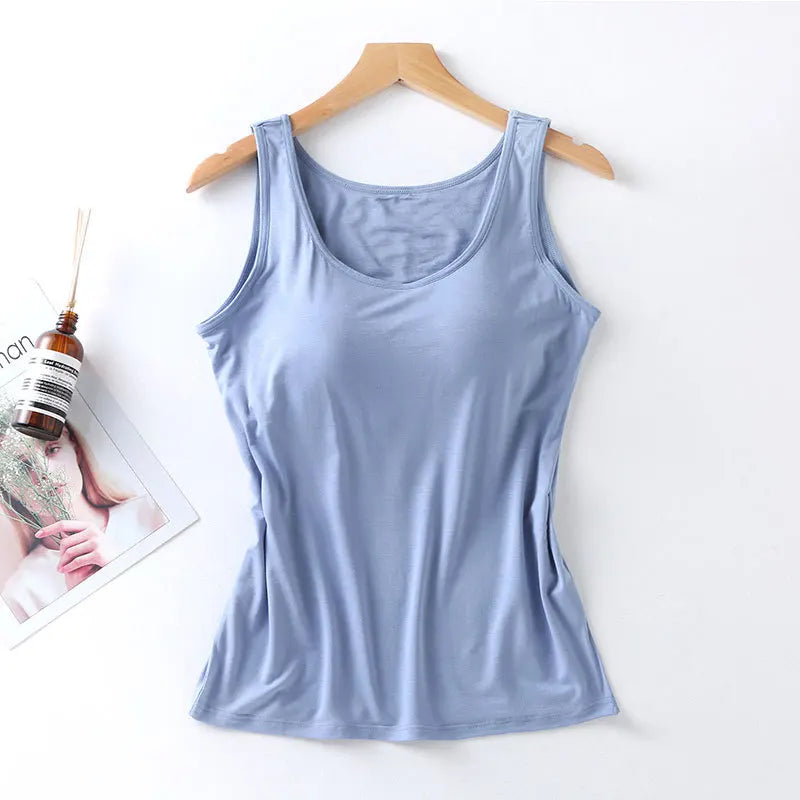 2025 Women’s Slim Fit Padded Tank Top – Built-In Bra Vest, Casual Sexy Underlay Shirt Style Heaven