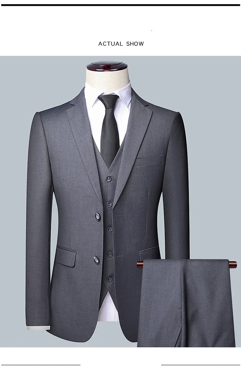 Men’s 3-Piece Formal Suit Set – Blazer, Vest & Trousers for Business, Wedding, or Casual Wear (M-6XL) Style Heaven