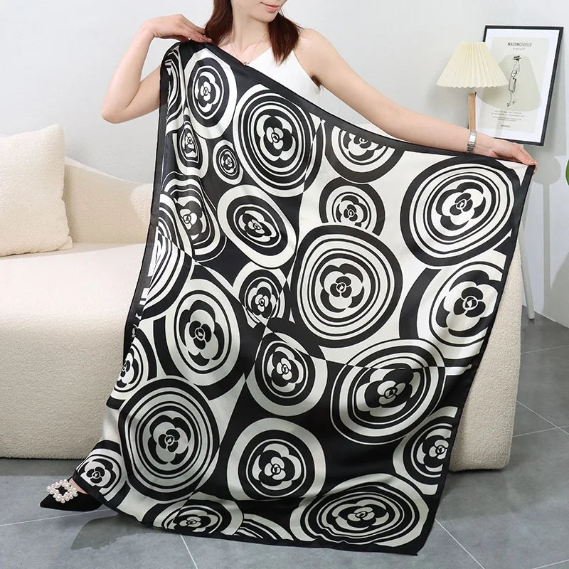 Large Imitation Silk Travel Scarf | 110x110cm Beach Sarong Wrap | Bikini Cover-Up for Women - Style Heaven