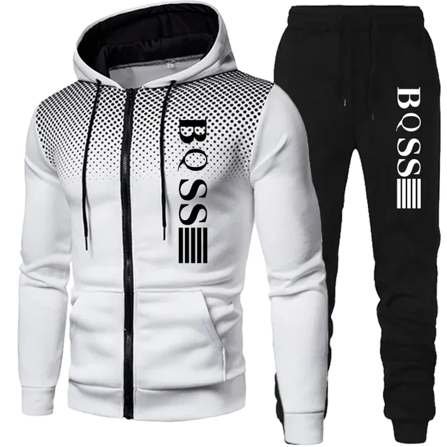 Men’s Spotted Sweatshirt Suit – Hoodie & Pants | Winter Two-Piece Fashion Tracksuit Style Heaven