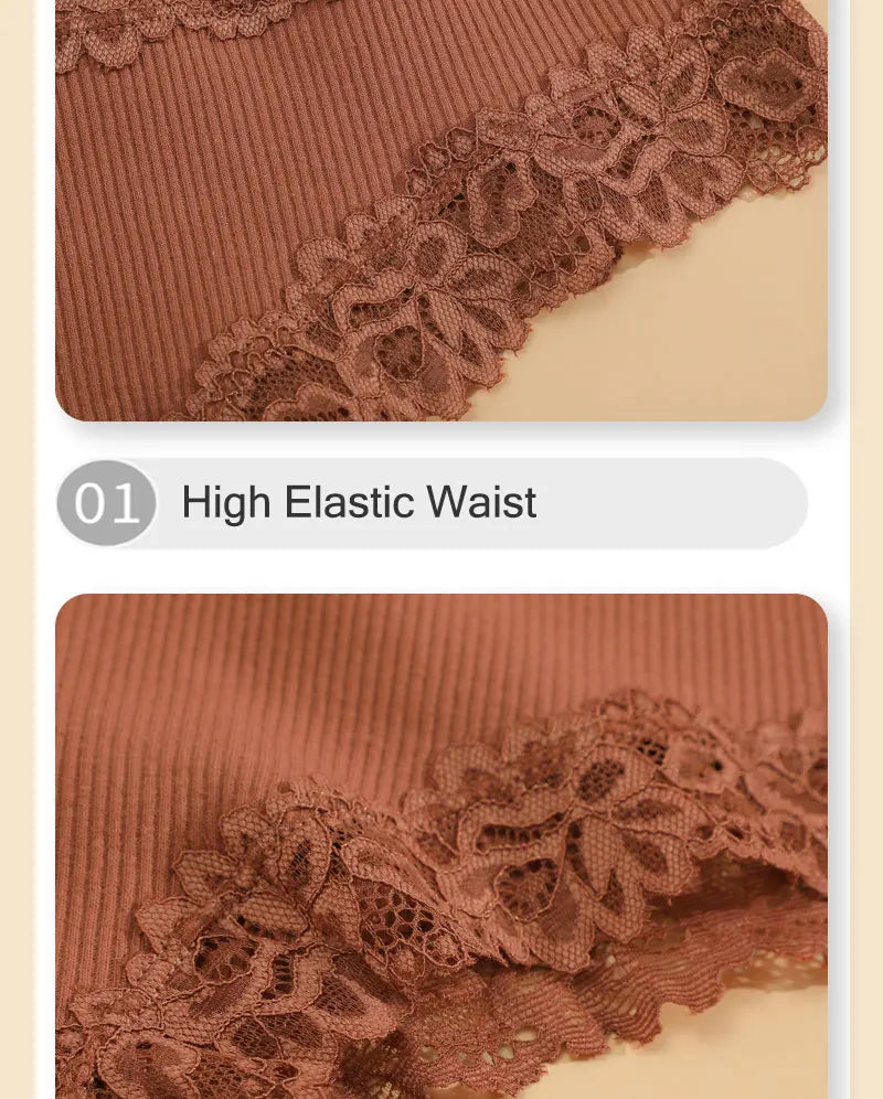5-Pack Lace Seamless Cotton Panties – Ribbed Brazilian Style | S–XL Style Heaven