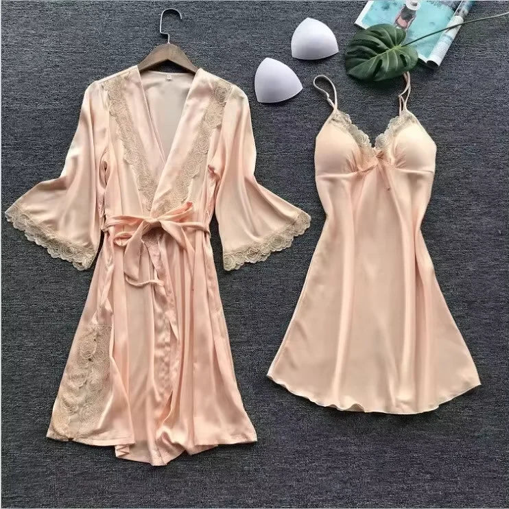 Women's Heart & Letter Print Nightdress – Sexy Lettuce Trim Slip Sleepwear Style Heaven