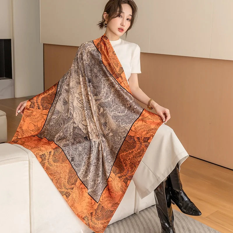 Large Imitation Silk Travel Scarf | 110x110cm Beach Sarong Wrap | Bikini Cover-Up for Women - Style Heaven
