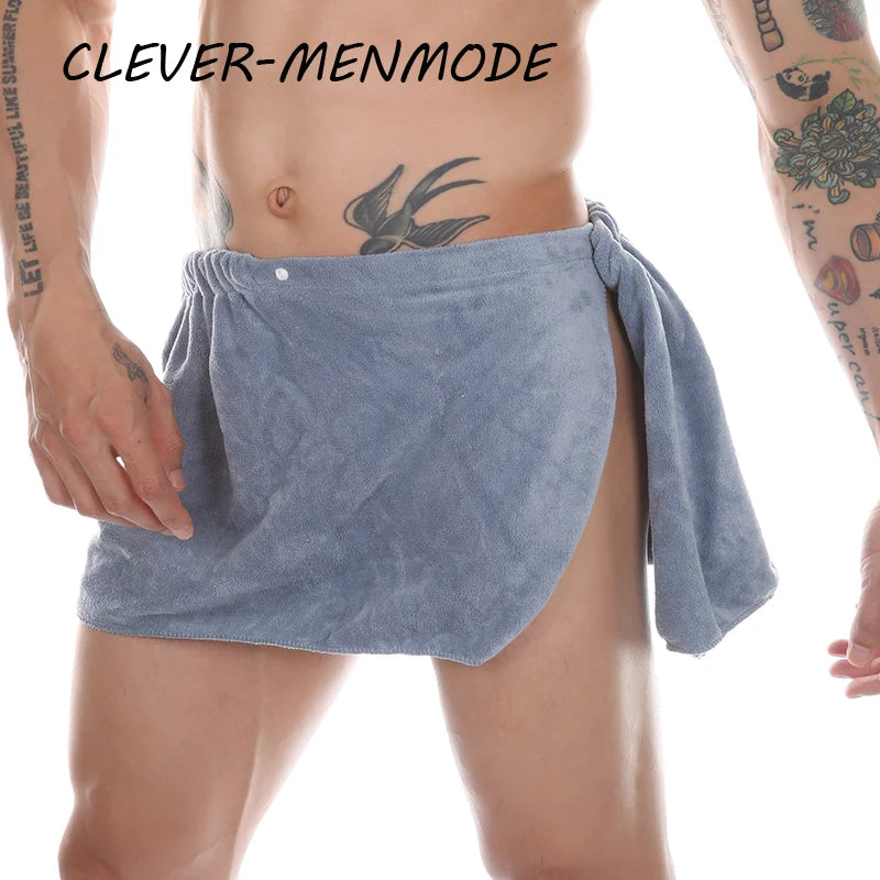 Men's Sexy Side-Slit Bathrobe Shorts – Soft Thick Towel Pajamas for Beach, Shower & Homewear (18+) Style Heaven