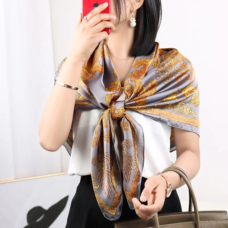 Large Imitation Silk Travel Scarf | 110x110cm Beach Sarong Wrap | Bikini Cover-Up for Women - Style Heaven