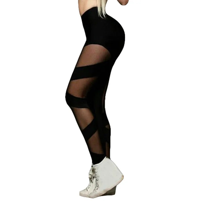 High Waist Mesh Stitching Yoga Leggings – Sexy See-Through Sports & Dance Pants for Women Style Heaven