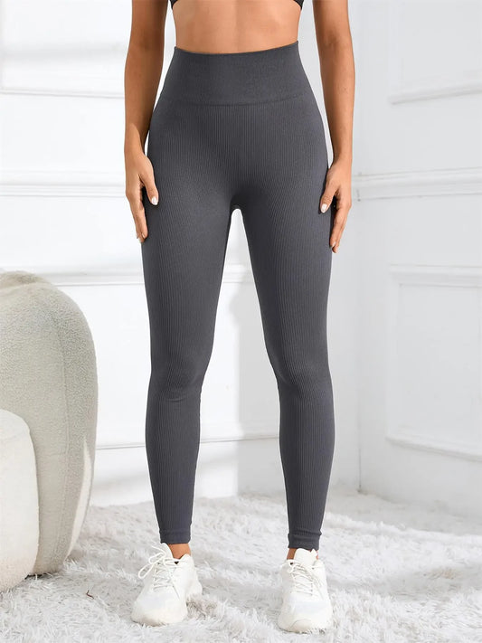 High Waisted Seamless Ribbed Yoga Leggings – Fall & Winter Fitness Tights for Women Style Heaven