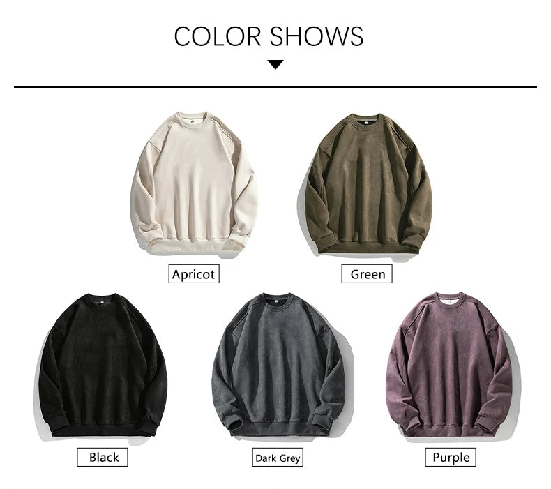 Men’s Purple Suede Sweatshirt – Baggy O-Neck Casual Long Sleeve Top for Autumn & Winter 2025 - Style Heaven
