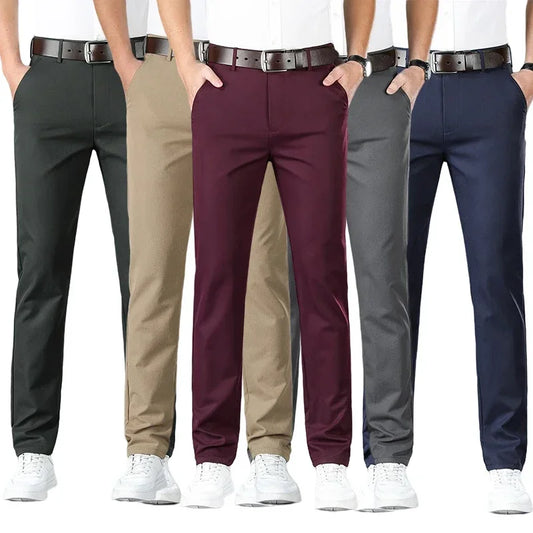 2024 Men's Business Casual Suit Pants – Elastic Straight-Leg Formal Trousers for Office & Events Style Heaven