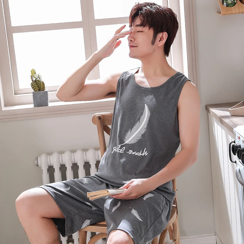 Men's Plus-Size Summer Pajama Set – Short Sleeve & Shorts Sleepwear Style Heaven