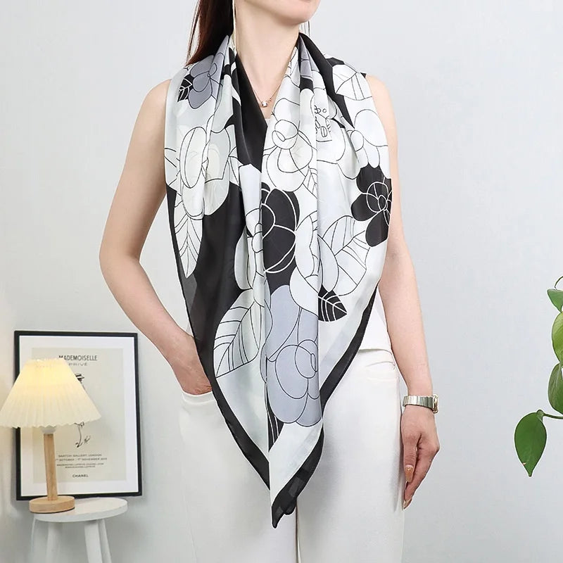 Large Imitation Silk Travel Scarf | 110x110cm Beach Sarong Wrap | Bikini Cover-Up for Women - Style Heaven