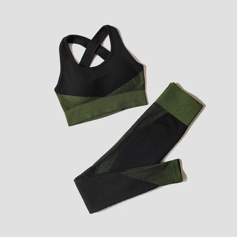 2/3Pcs Women’s Seamless Yoga Suit – Knitted Leggings & Zipper Crop Top Fitness Sportswear Gym Set Style Heaven