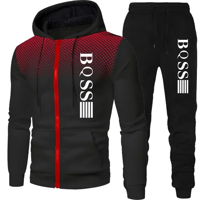 Men’s Spotted Sweatshirt Suit – Hoodie & Pants | Winter Two-Piece Fashion Tracksuit Style Heaven