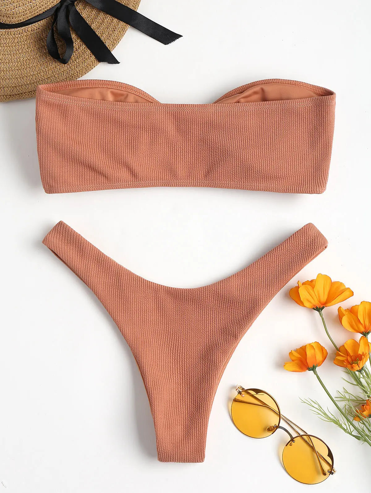 Women’s Sexy Tube Top Bow Split Bikini Swimsuit – Stylish Swimwear with High-Waisted Bottoms Style Heaven