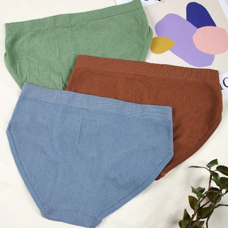 3-Pack Seamless Cotton Mid-Waist Panties – Breathable & Butt-Lifting | Plus Size