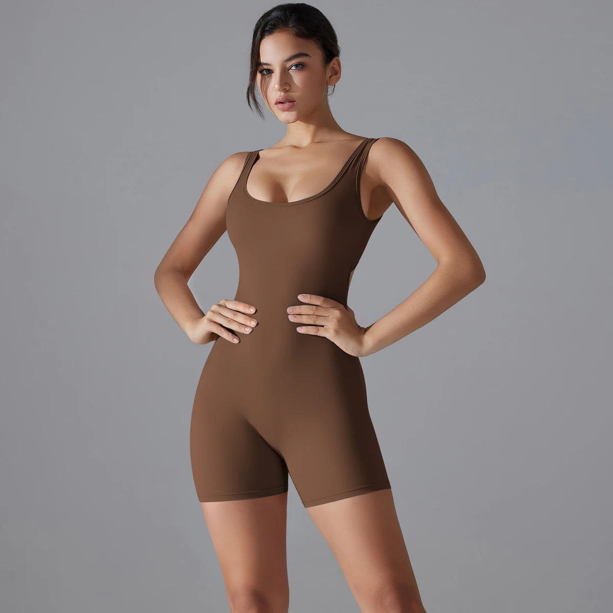 V-Back Scrunch Sports Jumpsuit – Sleeveless One-Piece Gym & Yoga Bodysuit for Women Style Heaven