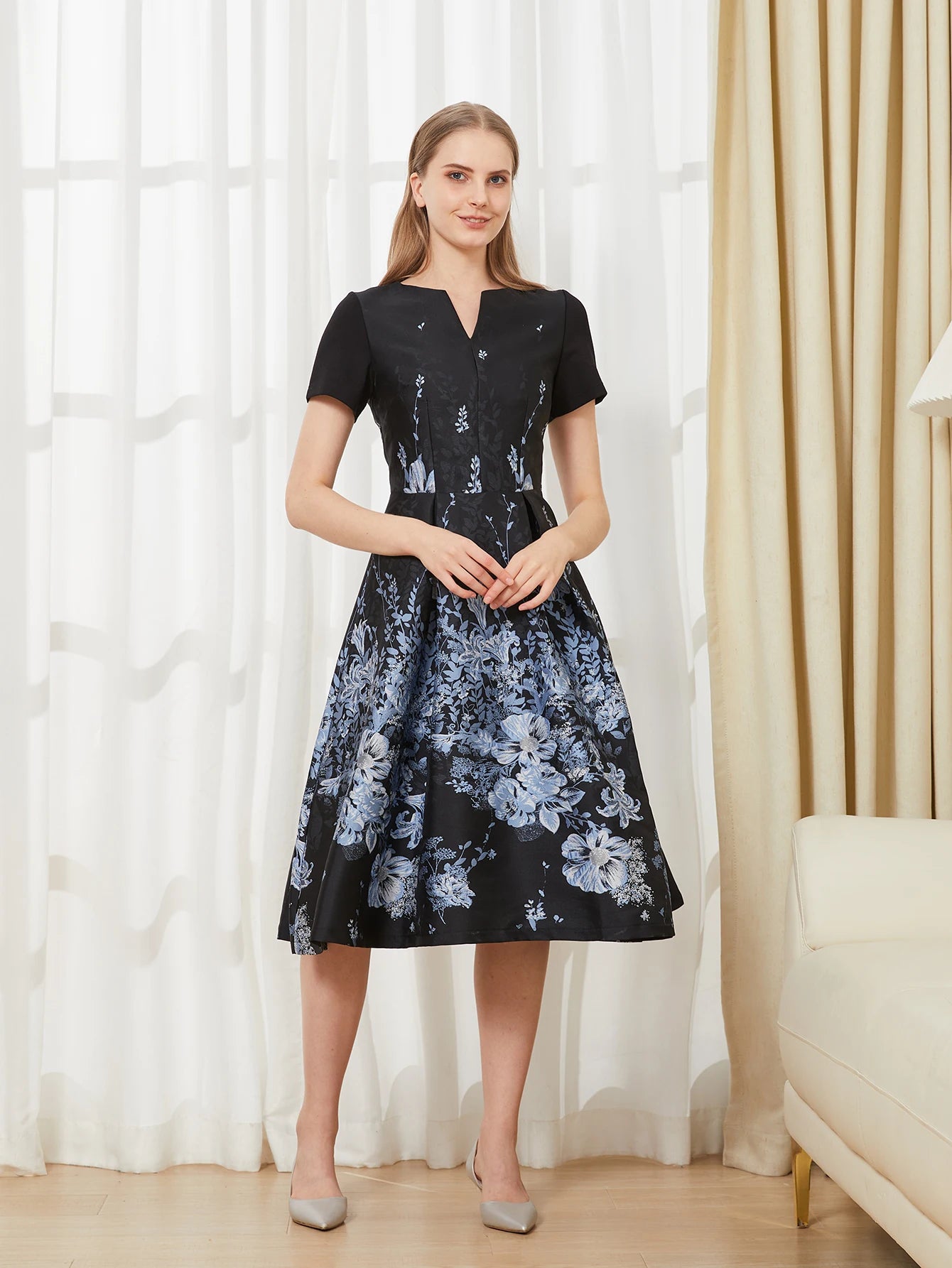 Jacquard Summer Dress – Luxury New Fashion Elegant Ladies Maxi Ball Gown Party Evening Dress Style Heaven