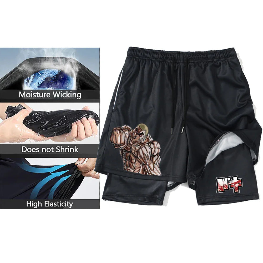 Anime 3D Printed Men's Compression Set – Short Sleeve Gym Top & Workout Shorts | Quick-Dry Athletic Rash Guard Style Heaven