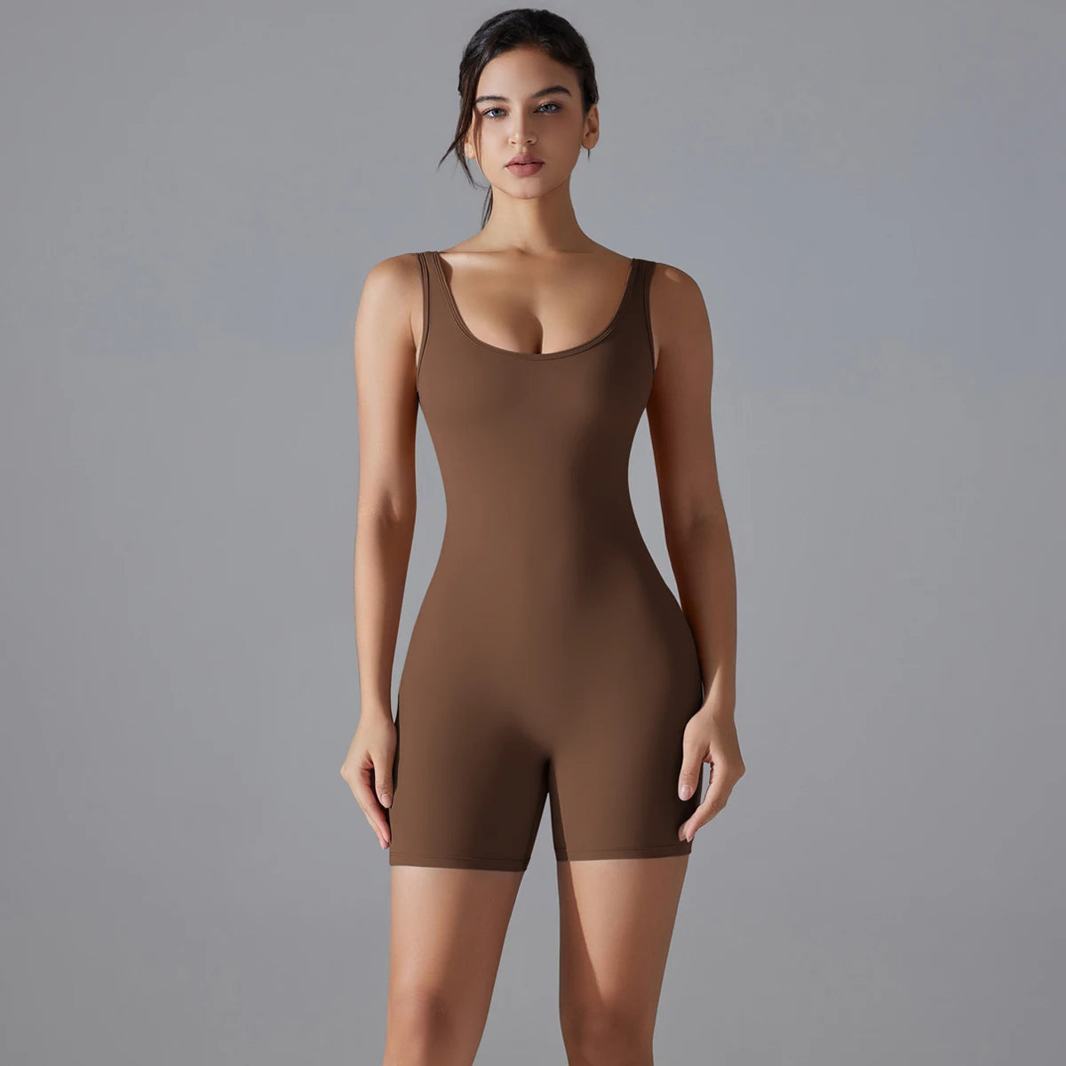 V-Back Scrunch Sports Jumpsuit – Sleeveless One-Piece Gym & Yoga Bodysuit for Women Style Heaven