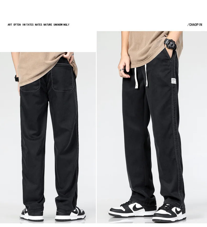 Men’s Summer Soft Lyocell Jeans – Elastic Waist Loose Straight Denim Trousers - Style Heaven