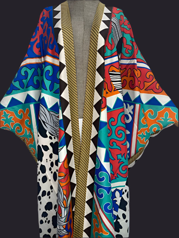 Elegant Women’s Boho Kaftan Kimono | Colorful Beachwear Cardigan | Summer Party Holiday Cover-Up - Style Heaven