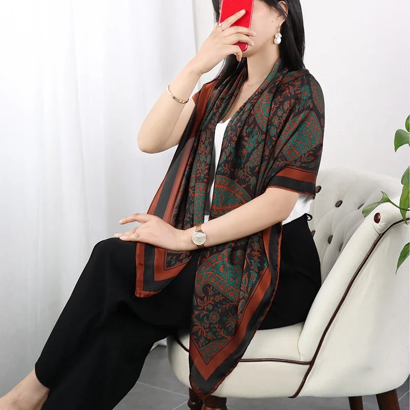 Large Imitation Silk Travel Scarf | 110x110cm Beach Sarong Wrap | Bikini Cover-Up for Women - Style Heaven