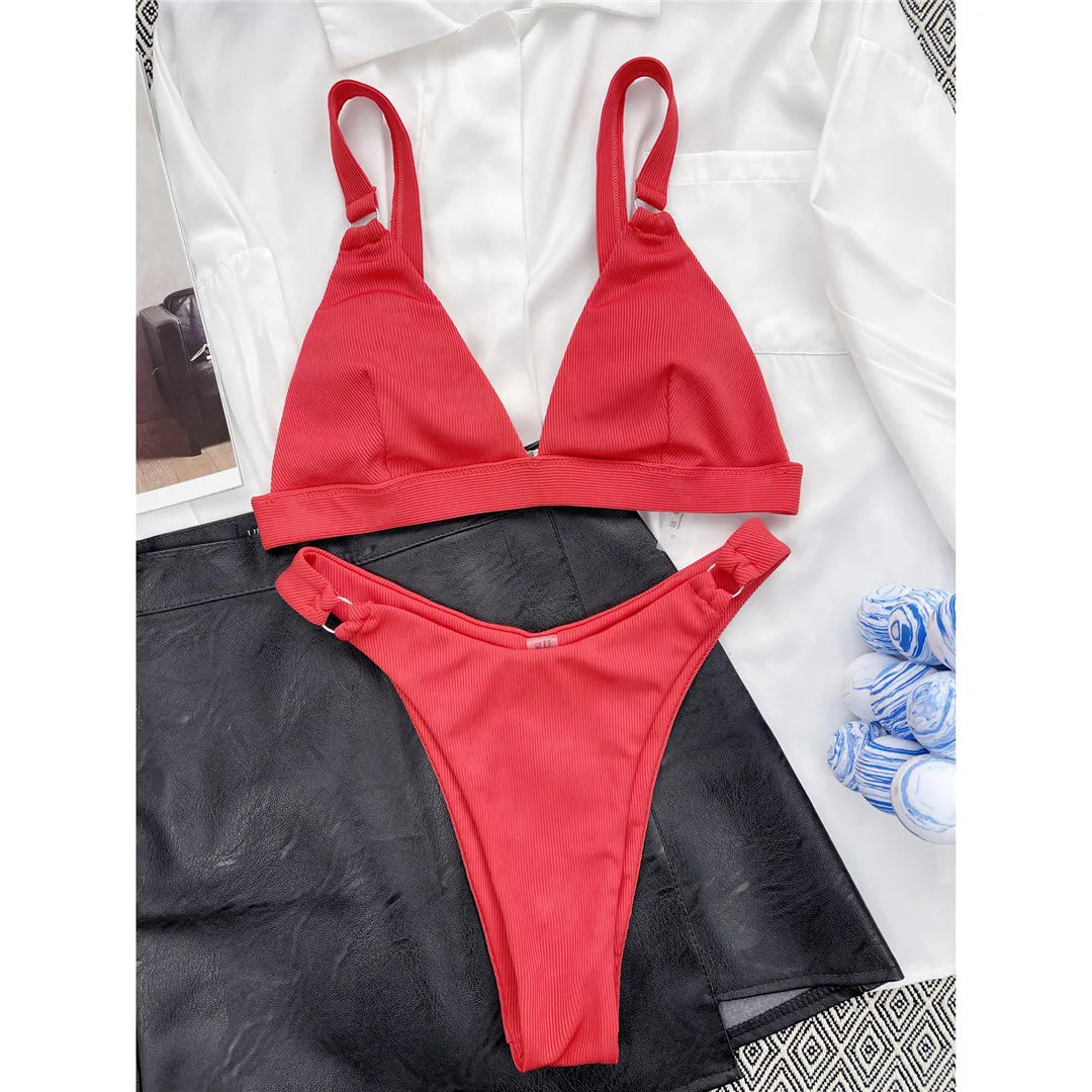 Sexy High Leg Cut Ribbed Bikini – Padded Two-Piece Swimsuit for Women – Chic Bathing Suit for Pool & Beach Style Heaven