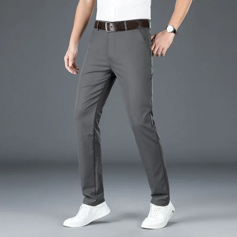 2024 Men's Business Casual Suit Pants – Elastic Straight-Leg Formal Trousers for Office & Events Style Heaven