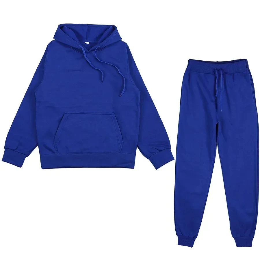 Unisex Casual Tracksuit Set – Hoodie & Sweatpants 2-Piece Warm Jogging Suit Style Heaven