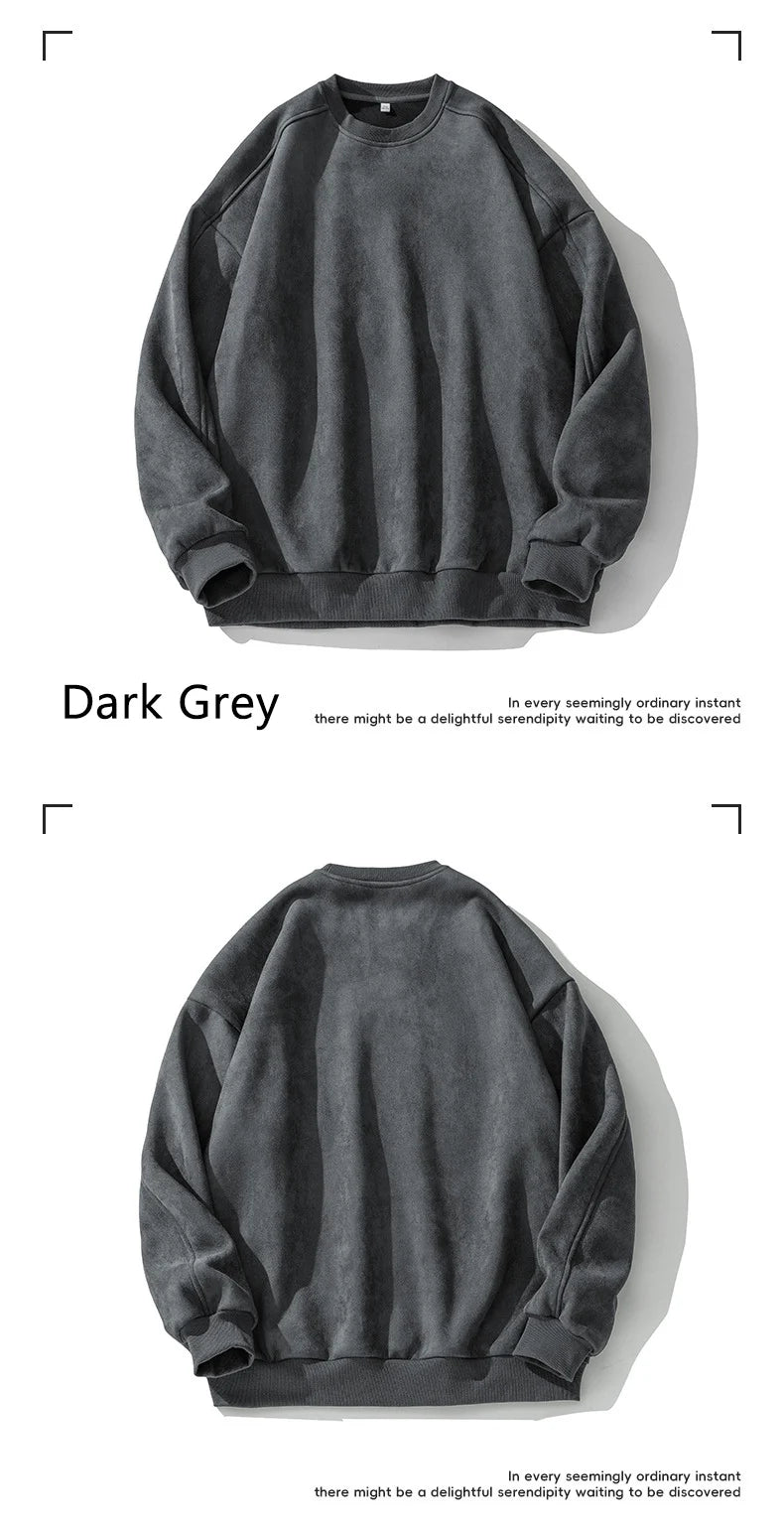 Men’s Purple Suede Sweatshirt – Baggy O-Neck Casual Long Sleeve Top for Autumn & Winter 2025 - Style Heaven