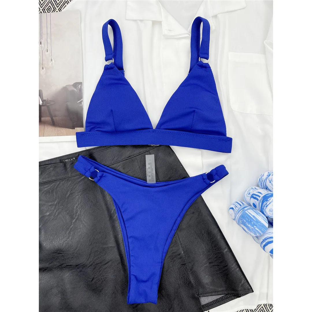 Sexy High Leg Cut Ribbed Bikini – Padded Two-Piece Swimsuit for Women – Chic Bathing Suit for Pool & Beach Style Heaven
