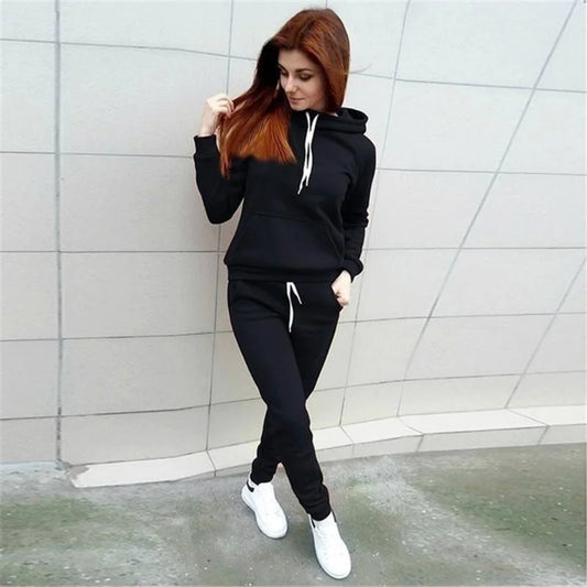 Women's Casual Hooded Sportswear Jogging Suit – Two-Piece Activewear Set Style Heaven
