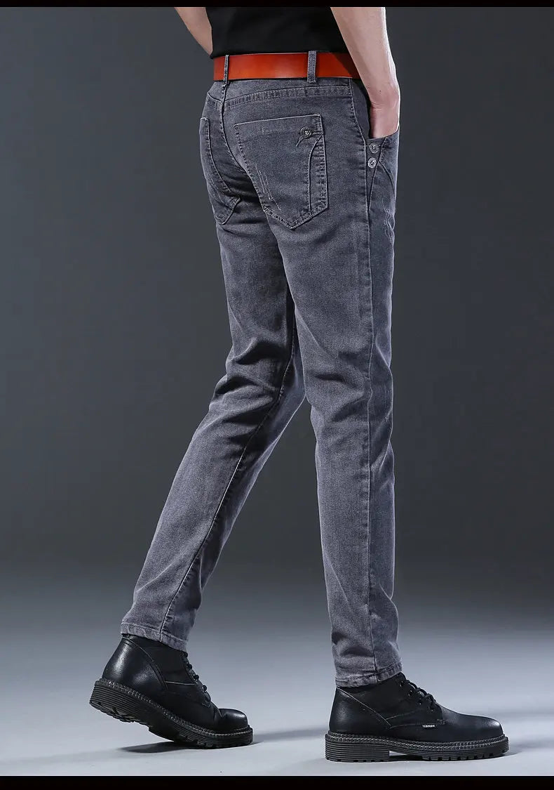 2024 Men’s Fashion Korean Style Straight-Leg Grey Denim Jeans Style Heaven