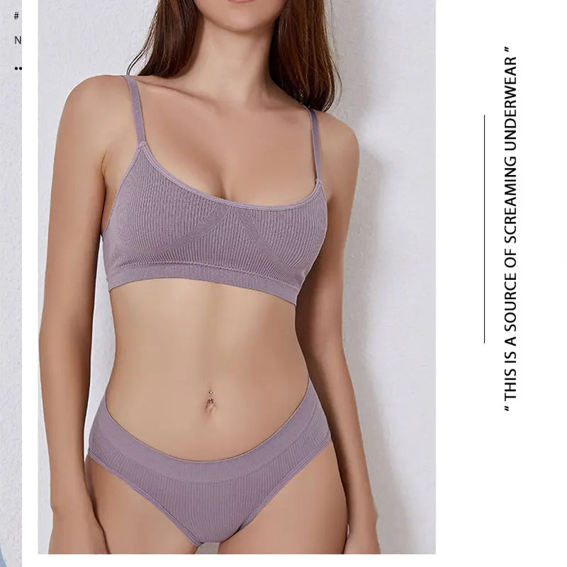 Seamless Push-Up Bralette & Panty Set – Sporty Crop Tank Style | S–XL Style Heaven