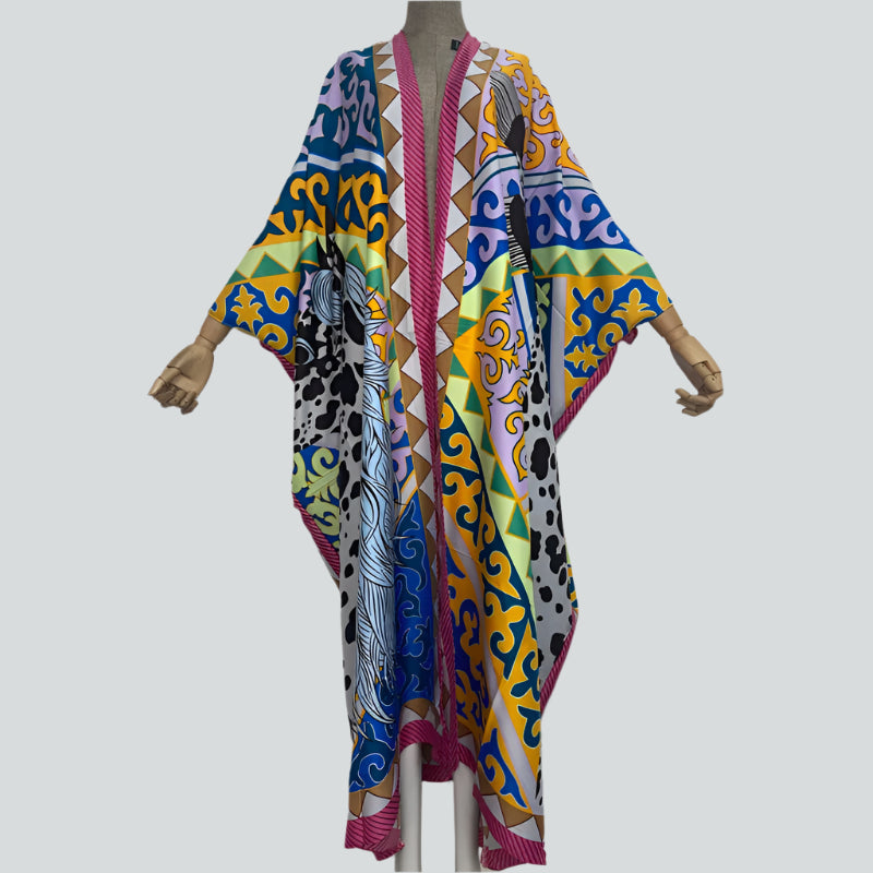 Elegant Women’s Boho Kaftan Kimono | Colorful Beachwear Cardigan | Summer Party Holiday Cover-Up - Style Heaven