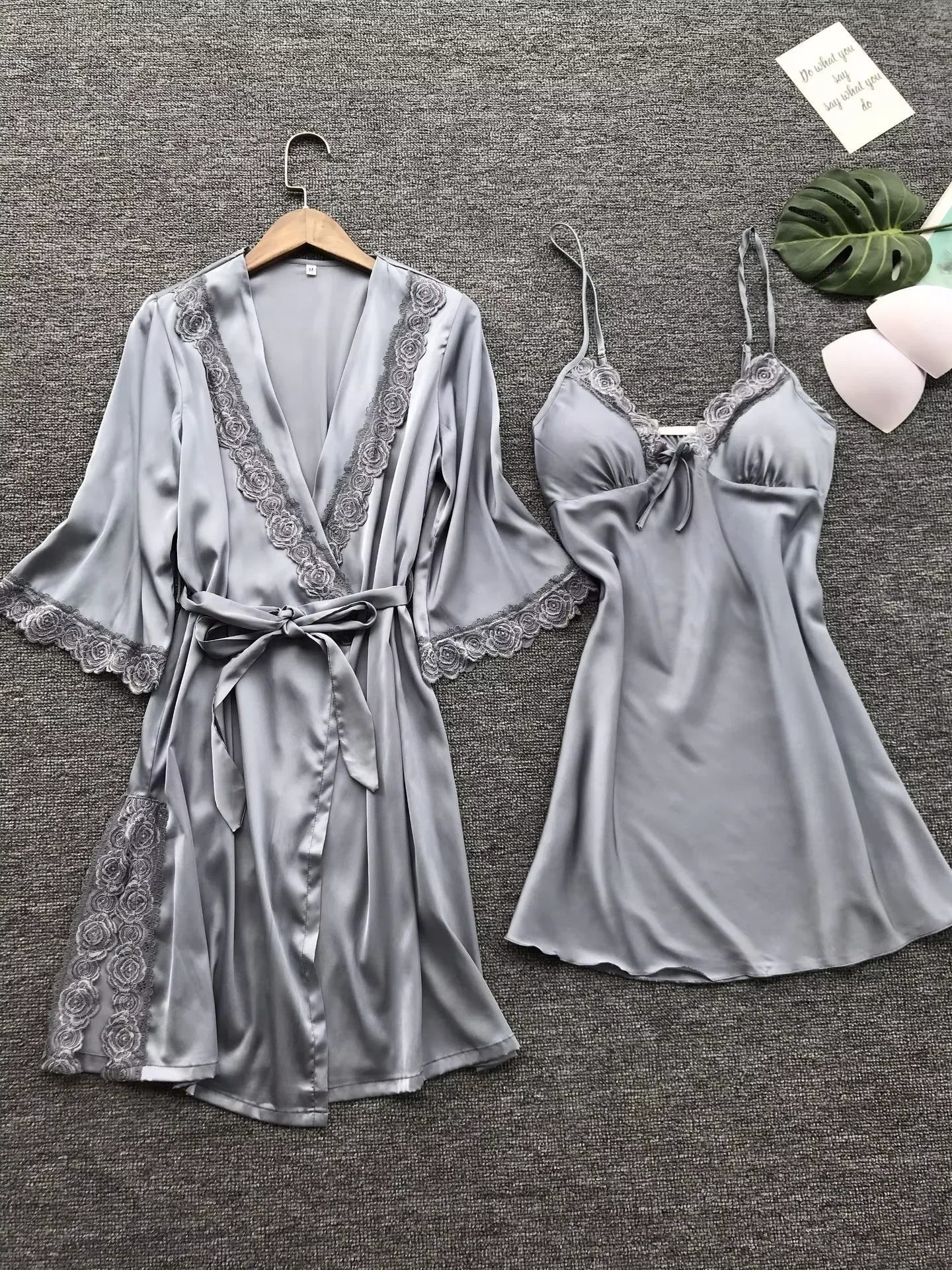 Women's Heart & Letter Print Nightdress – Sexy Lettuce Trim Slip Sleepwear Style Heaven