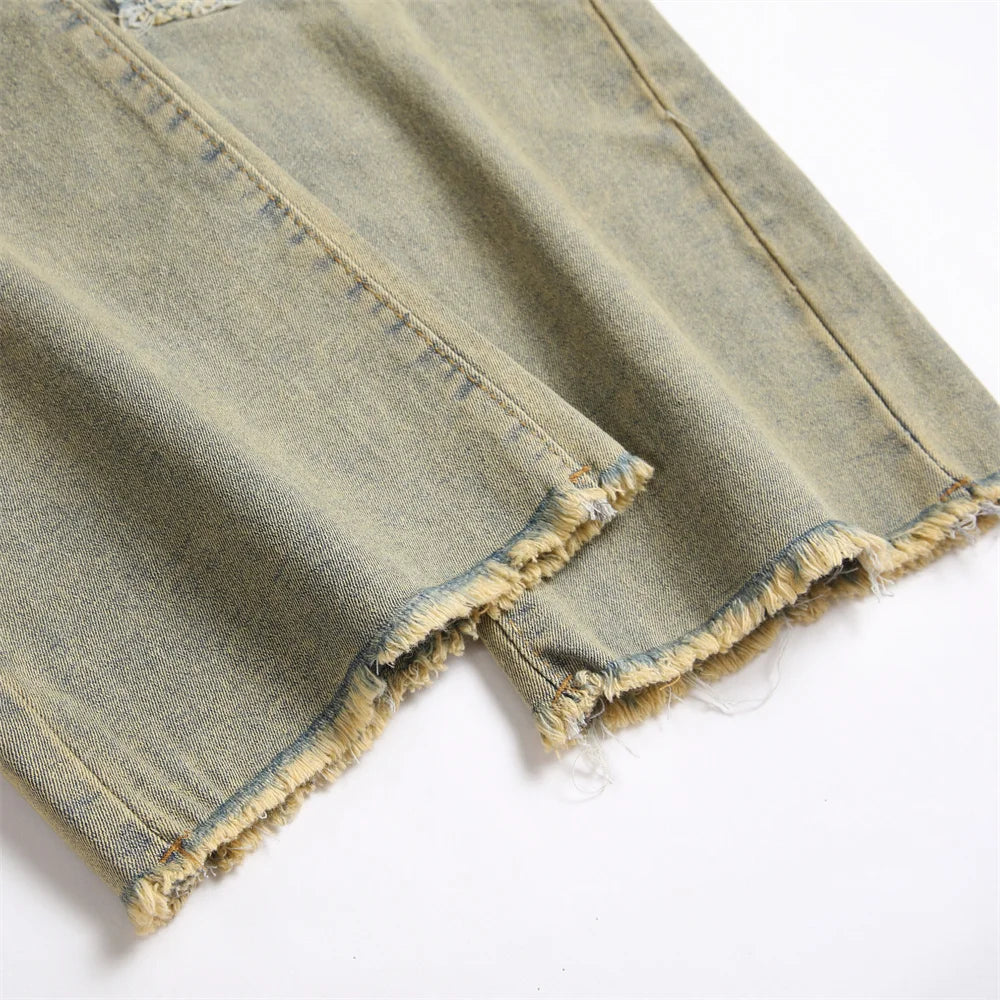 Men’s Retro Ripped Spliced Slim Jeans – Hip-Hop Streetwear Denim - Style Heaven