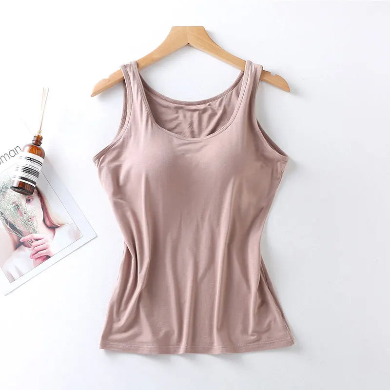 2025 Women’s Slim Fit Padded Tank Top – Built-In Bra Vest, Casual Sexy Underlay Shirt Style Heaven