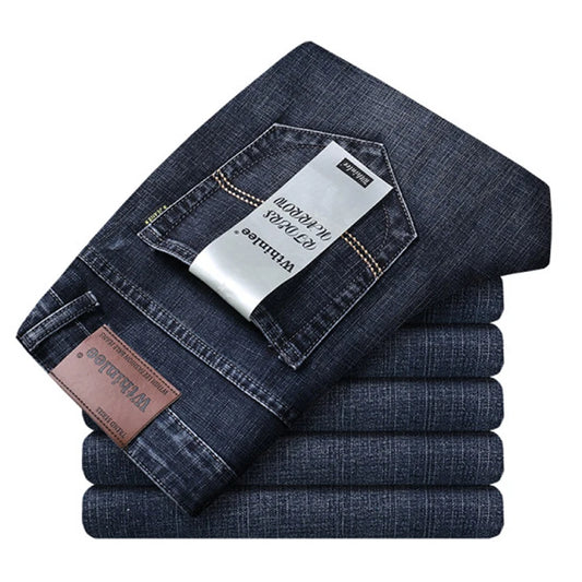Men’s Classic Straight Business Jeans – Elastic Slim Fit Casual Work Pants - Style Heaven