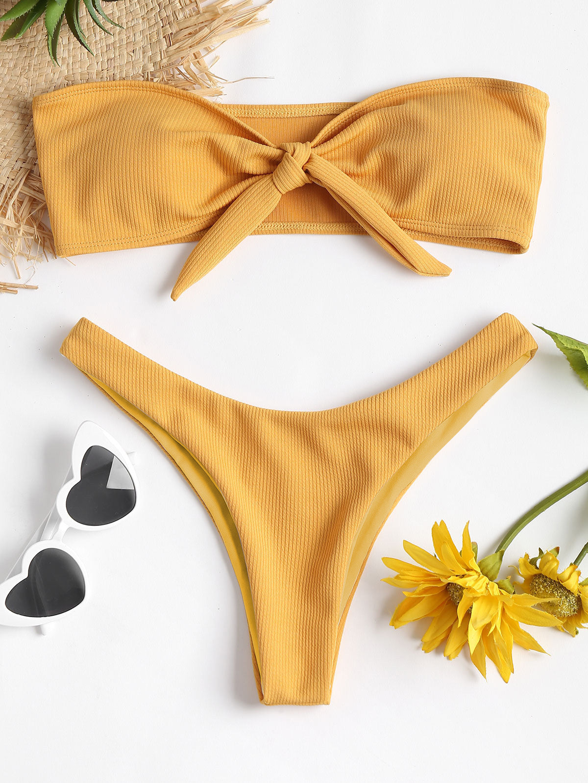 Women’s Sexy Tube Top Bow Split Bikini Swimsuit – Stylish Swimwear with High-Waisted Bottoms Style Heaven