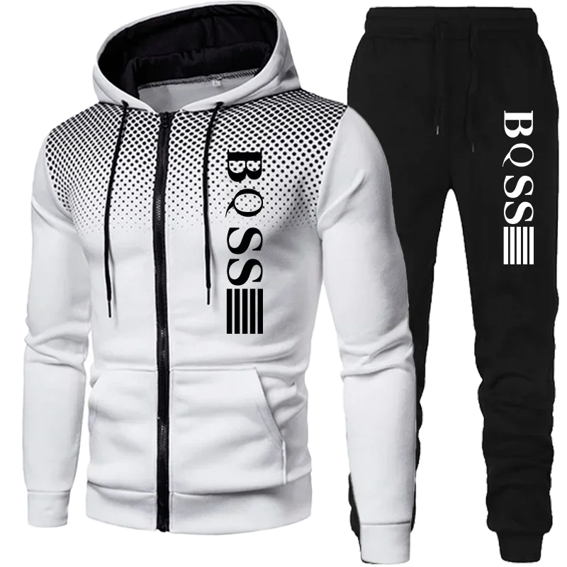 Men’s Spotted Sweatshirt Suit – Hoodie & Pants | Winter Two-Piece Fashion Tracksuit Style Heaven