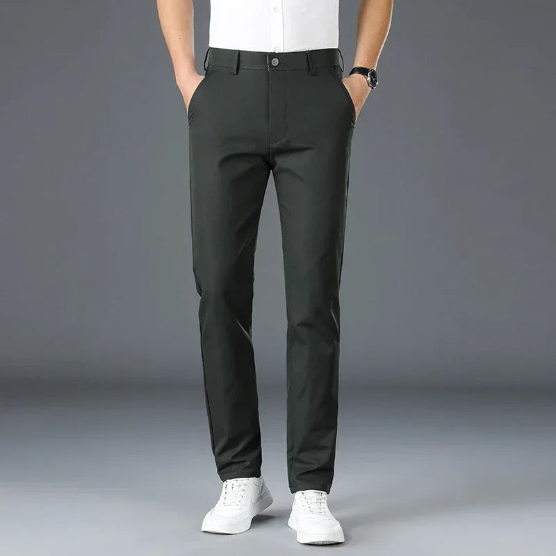 2024 Men's Business Casual Suit Pants – Elastic Straight-Leg Formal Trousers for Office & Events Style Heaven